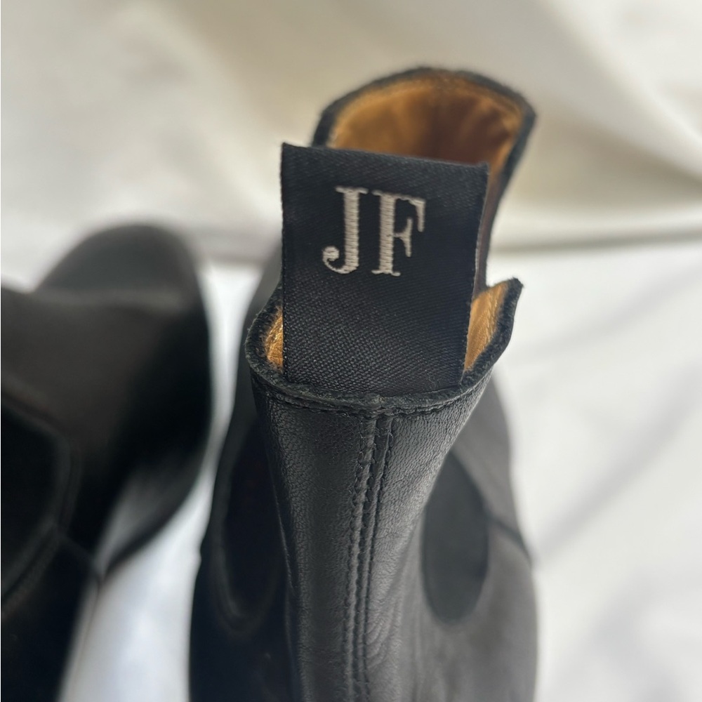 John fluevog black leather ankle boots size 10.5 low heel western minimalist - Picture 9 of 12